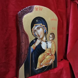 Virgin Mary Paramythia Icon/Handpainted Icon/Mount Athos/Orthodox Icon/Theotokos/Greek Icon/