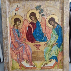 Holy Trinity Icon Rublev/Orthodox Icon/Hand Painted Icon/Christian Icon/Angel Icon/Religious Iocn/Greek Icon/