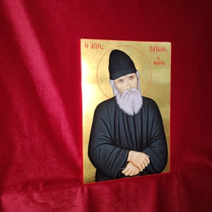 Saint Paisios Icon/Handpainted Icon/Mount Athos/Greek Icon/Byzantine Icon/Handpainted/