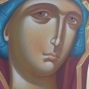 Holy Virgin Mary Hodegetria/Hand-painted Icon/Orthodox Icon/Handmade Icon/Mount Athos/Theotokos/Greek Icon/