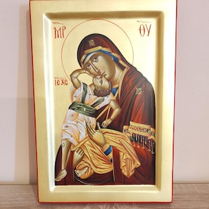 Virgin Mary Pelagonitissa/Handpainted Icon/Orthodox Icon/Greek Icon/