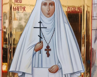 Saint Elizabeth the New Martyr/Handpainted Icon/Polished Icon/Handpainted/Greek Icon/