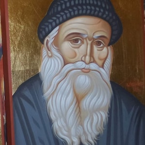Saint Porphyrios the Kapsokalyvite Icon/Hand-Painted Icon/Greek Icons/Mount Athos/Orthodox Icons/Religious Gift/Saint Icon/Mounted Icon/