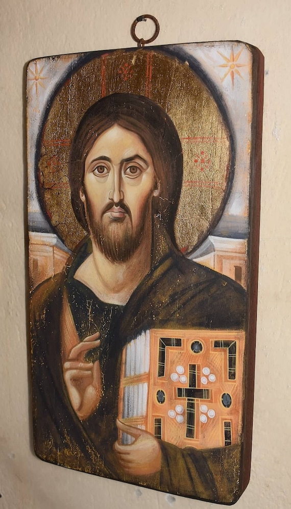 キリスト　イコン 手描きのイエス・キリスト全能者像イコン：シナイ修道院様式（23