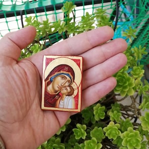 Mother of God Maria Glykofilousa/Orthodox Small Icon/Handpainted Icon/Orthodox Icons/Handmade Icon/Religious Gift/Miniature Icon/Greek Icon/