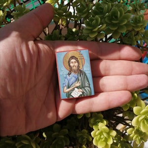 Saint John the Baptist Icon/Handpainted Icon/Miniature Icon/Handmade/Religious Gift/Orthodox Icons/Small Icon/Greek Icon/