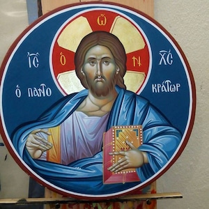 Jesus Christ Pantocrator/Handpainted Icon/Orthodox Icon/Byzantine Icon/Handmade/Greek Icon/