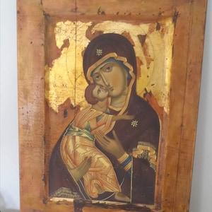 Virgin Mary of Vladimir/Theotokos of Vladimir/Handpainted Icon/Byzantine Icon/Orthodox/Greek Icon /Hand-painted faithful copy/Christian/