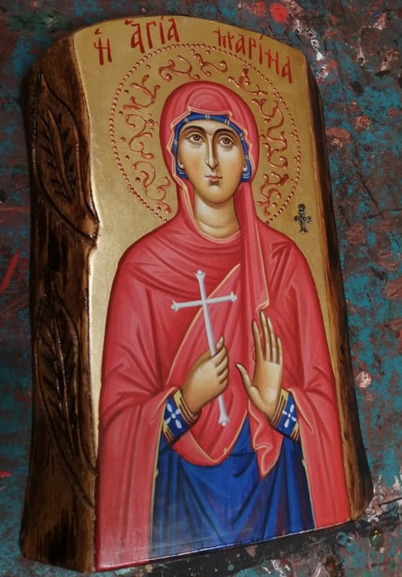 Saint Marina Hand Painted Icon/saint Margaret the Virgin/greek Etsy