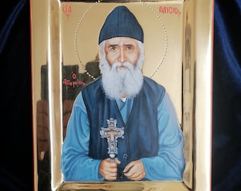 Saint-Osios Elder Paisios/Mount Athos/Orthodox Icon/Greek Icon/Handpainted/Byzantine Icons/Polished/Greek Icon/