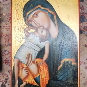 Virgin Mary Pelagonitissa of Mount Athos/Handpainted Icon/Orthodox Icon/Handmade Icon/Mount Athos/Theotokos Mary Virgin/Greek Icon/