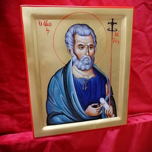 Saint Apostle Peter Icon/Hand Painted Icon/Religious Icon/Handmade/Orthodox Icon/Greek Icon/