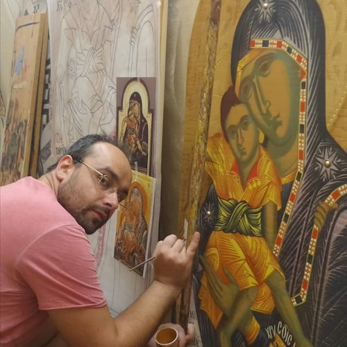 手描きのイエス・キリスト全能者像イコン：シナイ修道院様式（23