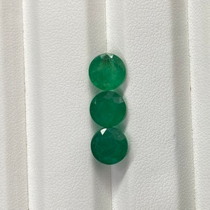 Certified Natural Emerald Round Cut 7.50MM Lot Vivid Green, Calibrated Loose Emerald Round