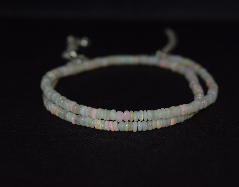 38.42 Cts 16 Natural Fire Play Welo Ethiopian Opal Beads Necklace for Women