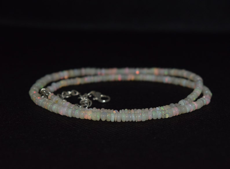 38.42 Cts 16 Natural Fire Play Welo Ethiopian Opal Beads Necklace for Women