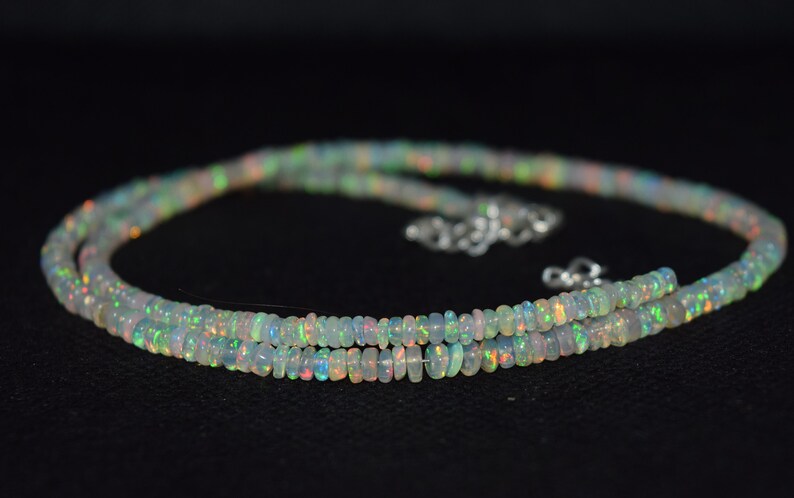 41.26Ct 16 Natural Fire Play Welo Ethiopian Opal Beads Necklace for Women
