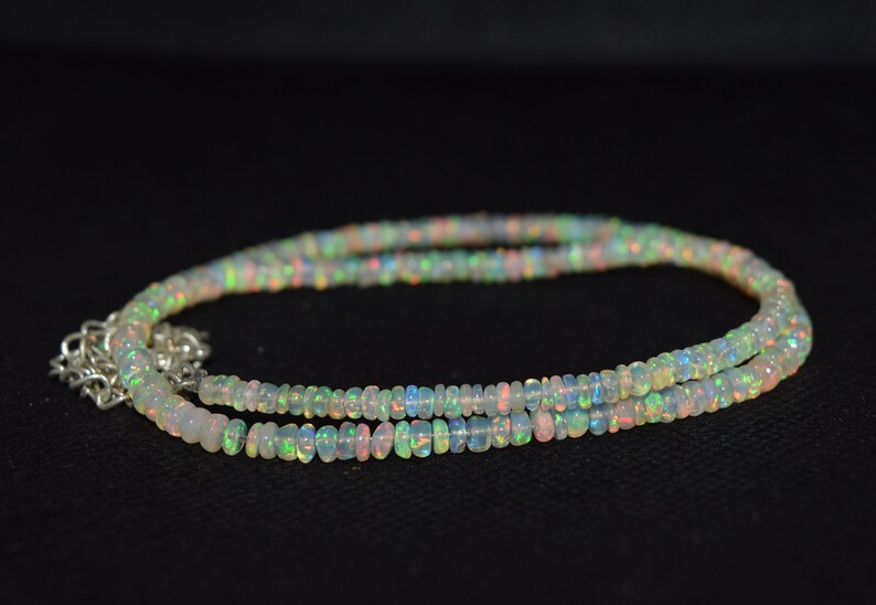 42.13Ct 16 Natural Fire Play Welo Ethiopian Opal Beads Necklace for Women