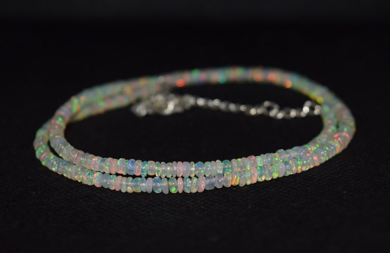 41.26Ct 16 Natural Fire Play Welo Ethiopian Opal Beads Necklace for Women