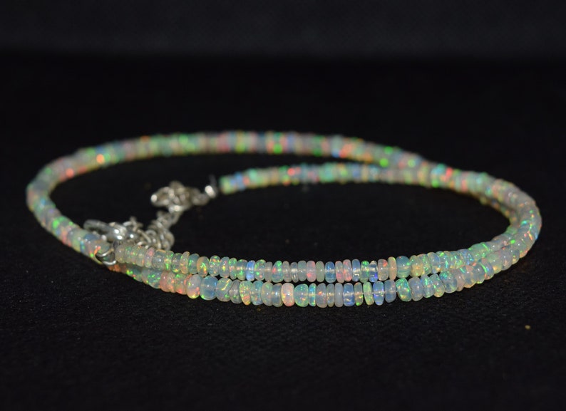 42.13Ct 16 Natural Fire Play Welo Ethiopian Opal Beads Necklace for Women