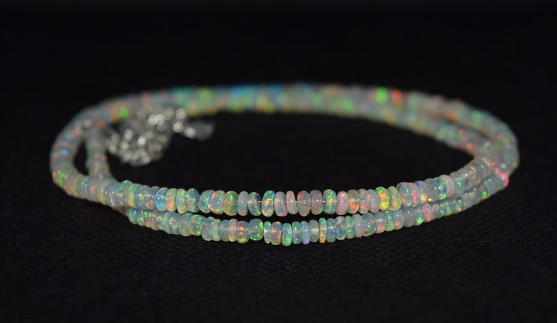 41.26Ct 16 Natural Fire Play Welo Ethiopian Opal Beads Necklace for Women