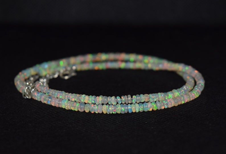 41.26Ct 16 Natural Fire Play Welo Ethiopian Opal Beads Necklace for Women