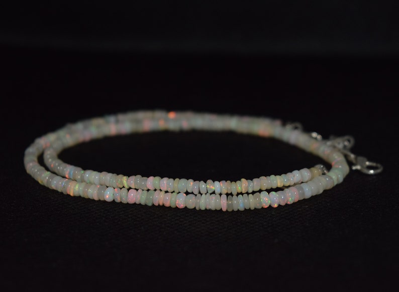38.42 Cts 16 Natural Fire Play Welo Ethiopian Opal Beads Necklace for Women
