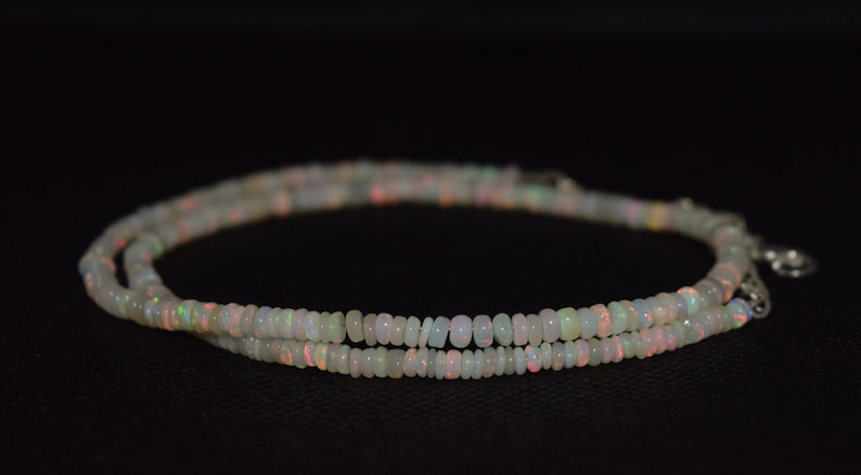 39.24 Cts 16 Natural Fire Play Welo Ethiopian Opal Beads Necklace for Women