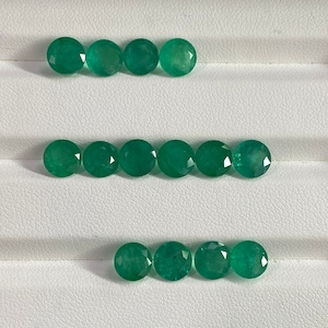 Certified Natural Emerald Round Cut 6.50MM Lot Vivid Green, Calibrated Loose Emerald Round