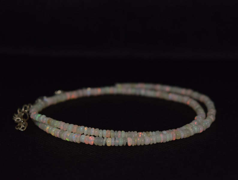 39.24 Cts 16 Natural Fire Play Welo Ethiopian Opal Beads Necklace for Women