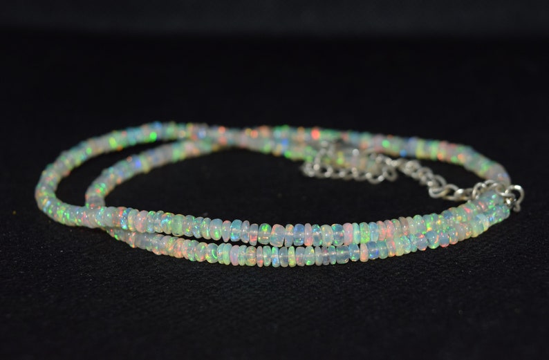 42.13Ct 16 Natural Fire Play Welo Ethiopian Opal Beads Necklace for Women