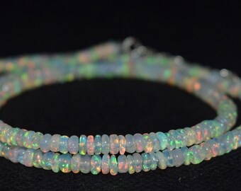 42.13Ct 16 Natural Fire Play Welo Ethiopian Opal Beads Necklace for Women