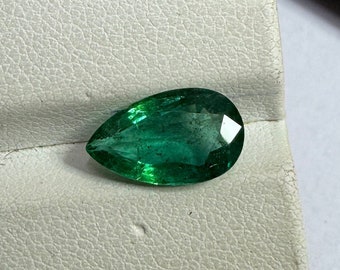 2.82 Karat Natürlicher Smaragd 13x7.70x4.5 MM Facettierter Grüner sambischer Smaragd Birnenform Schnitt AAA Loser Smaragd Unbehandelter Smaragd Edelstein Schmuck