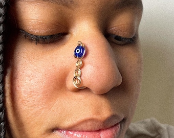 Handmade Gold Evil Eye Nose Cuff: No Piercing Faux Jewelry