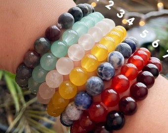 Crystal Healing Bracelet, Gemstone Manifestation Bracelet, Handmade Spiritual Energy Jewelry, 6mm Beaded