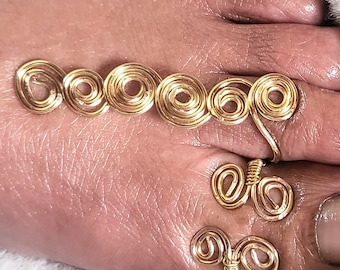 Spiral Toe Ring Set | Toe Rings Set | Gold Toe Rings