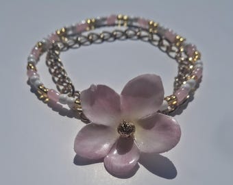Tobillera de flores doradas / Tobillera delicada de cadena dorada / Pulsera tobillera floral / Joyería minimalista de verano / Regalo de tobillera playera para ella