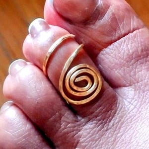 Gold Filled Spiral Toe Ring - Adjustable Wire Wrapped Boho Jewelry