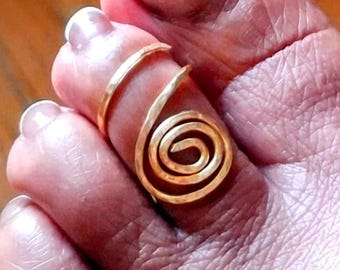 Gold Filled Spiral Toe Ring - Adjustable Wire Wrapped Boho Jewelry
