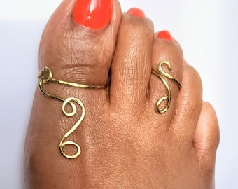 Gold Filled Adjustable Toe Rings: Swirl Wire Wrap Set