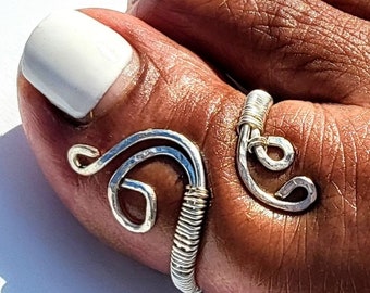 Silber Einstellbare Wire Wrapped Toe Ring