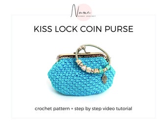 Coin Purse Crochet Pattern, Kisslock Coin Purse Pattern, Crochet frame purse , Crochet accessory pattern