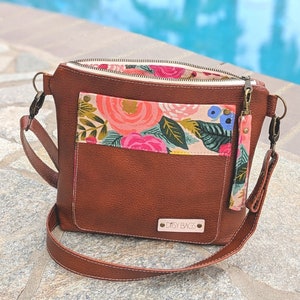 Bandoulière en cuir véritable, cuir véritable, sac bandoulière, sac à main en cuir, sac messager, cuir marron, sac hobo, sac en cuir à fleurs