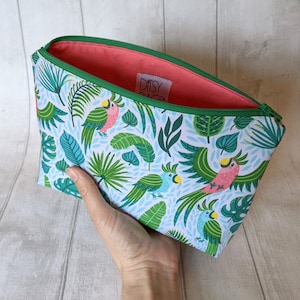 Papageien Schminktasche, Tropisch, Papageien-Kosmetikbeutel, Kosmetiktasche, Dschungel-Schminktasche, Blumengeschenk, Brautjungfer Geschenk