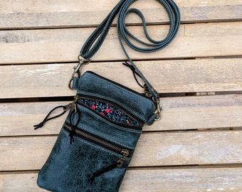 Small Leather Crossbody Bag: Dog Walking, Festival Phone Pouch