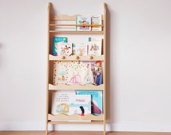 Montessori Bookshelf Wall Mounted | Front Facing Kids Bookcase | Wooden Nursery Shelf | Montessori Furniture