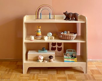 Étagère à jouets Montessori en bois, étagère à jouets pour tout-petits, rangement de jouets