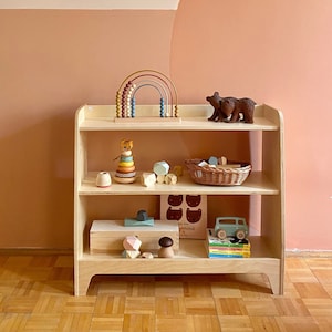 Étagère à jouets Montessori en bois, étagère à jouets pour tout-petit, rangement de jouets