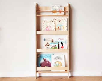 Montessori Children's Bookcase: Wall Mounted Plywood Bookshelf