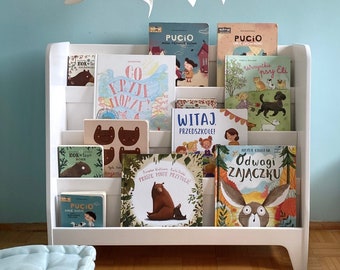 White Montessori Bookshelf: Plywood Toddler Bookcase